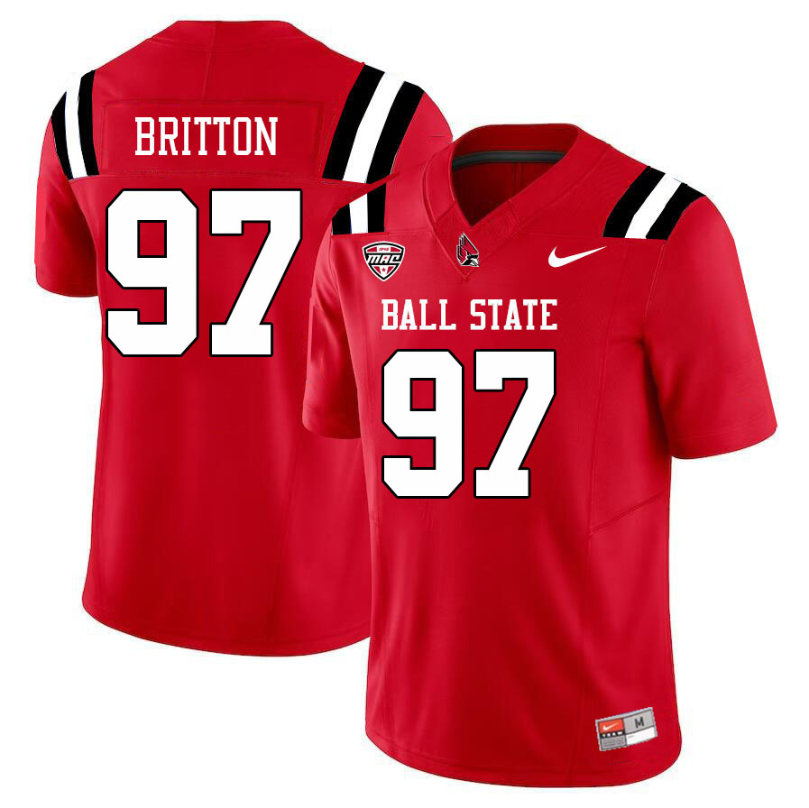 Ball State Cardinals #97 Caden Britton College Football Jerseys Stitched Sale-Cardinal